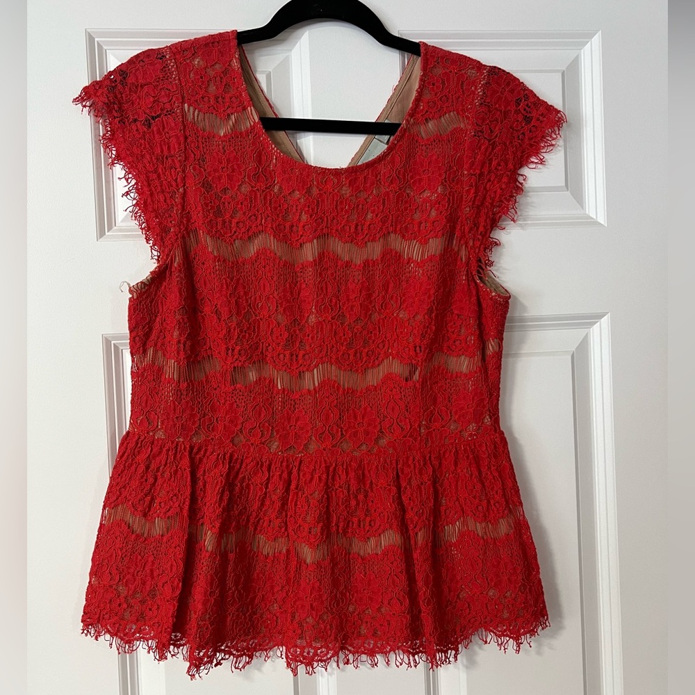 Maeve Peplum Lace Top from Anthropology